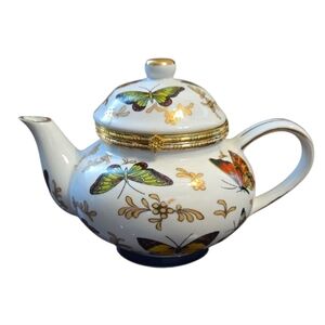 Formalities By Baum Bros Butterfly Collection Teapot Hinged Trinket Box